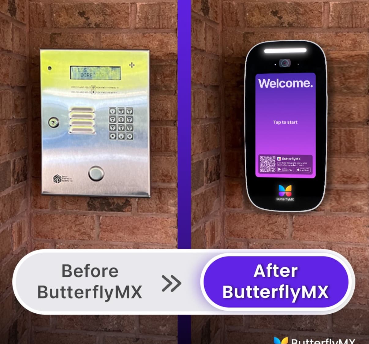 Before and after ButterflyMX installation - Modern video intercom system upgrade